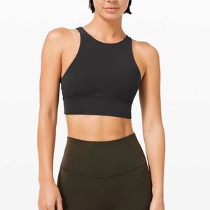 Lululemon Energy High Neck Longline Sports Bra Black Athletic Yoga Gym